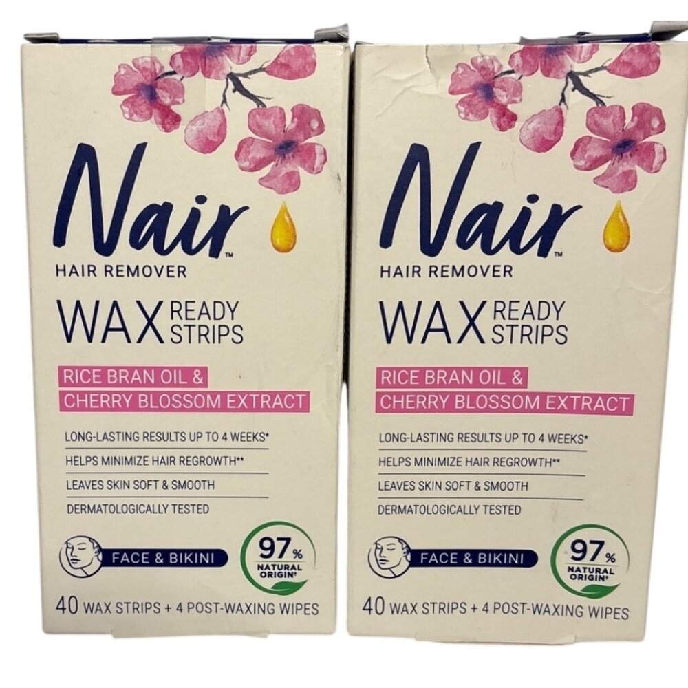 Nair Hair Remover Face & Bikini Rice Bran Oil & Cherry Blossom Extract 40 Strips